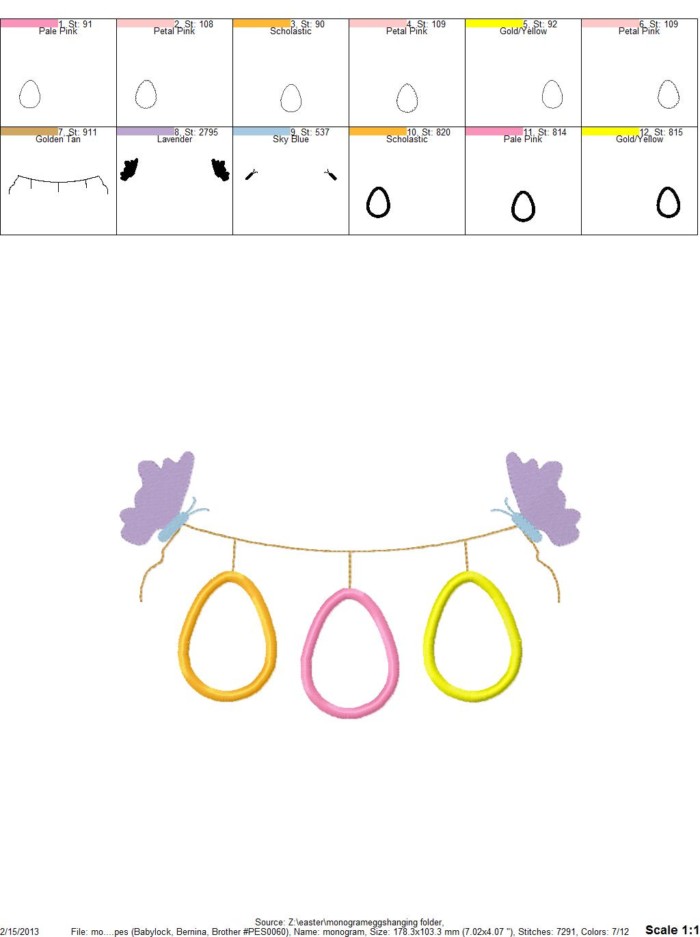 3 Easter Hanging Eggs Monogram - Image 2