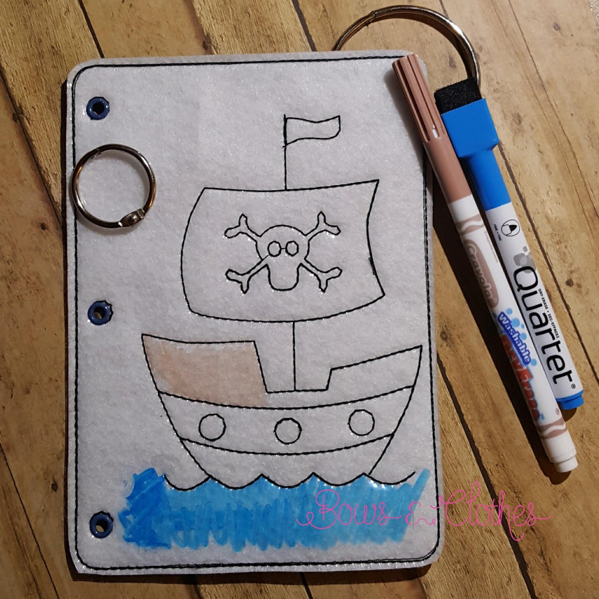 Pirate Ship Coloring Book Page – Bows and Clothes