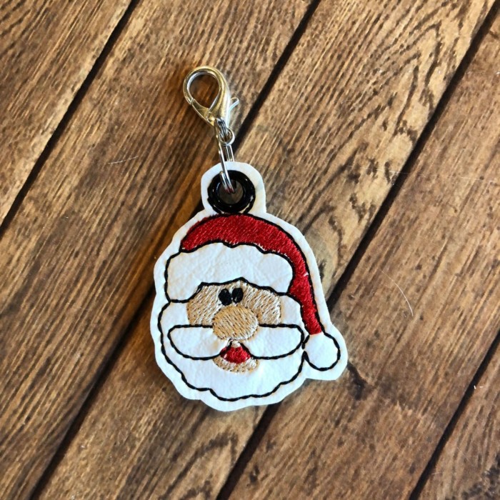 Santa Face Zipper Pull