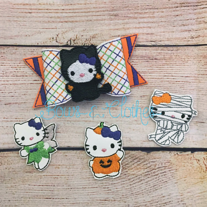 Cat Halloween Hair Bow Set
