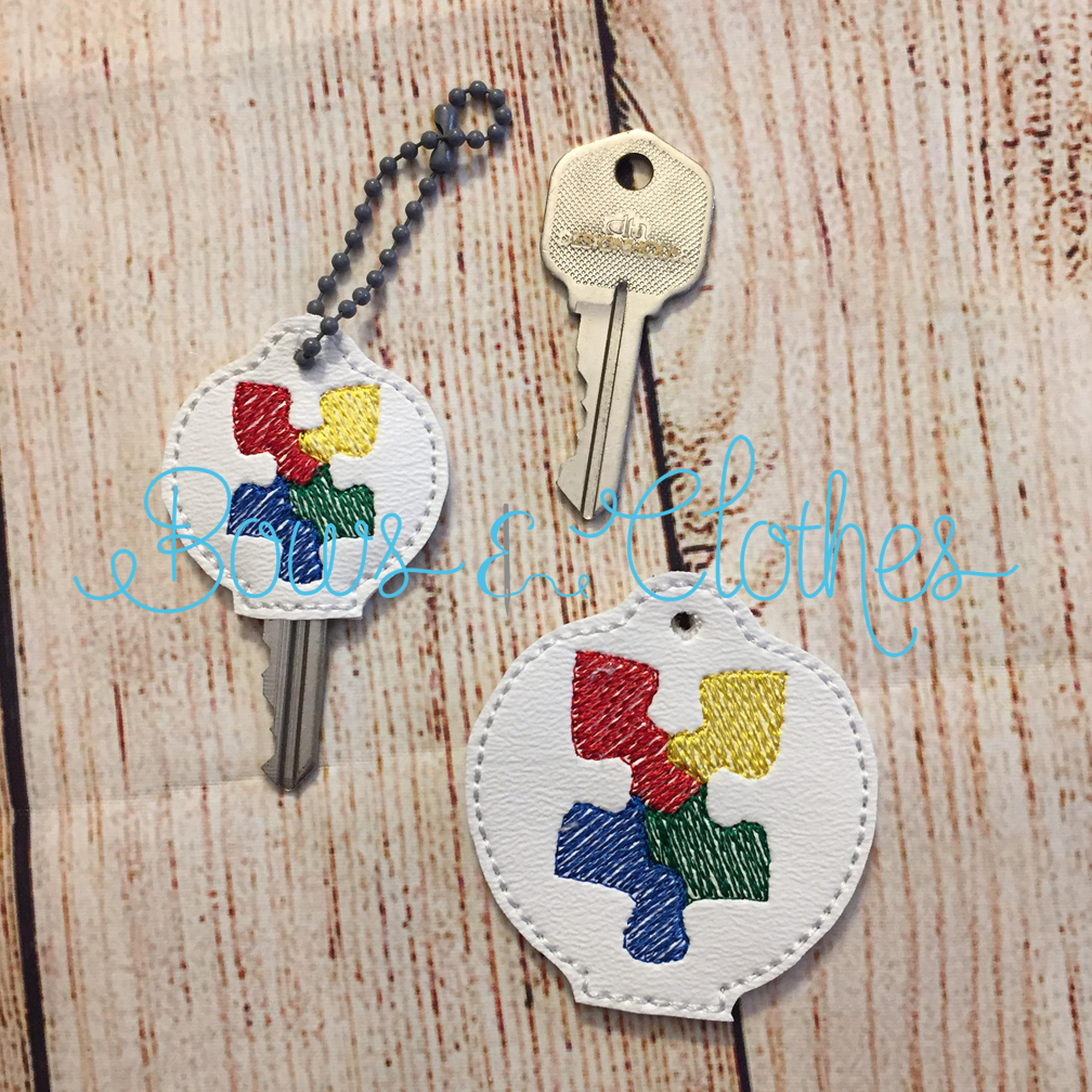 Embroidered Autism Puzzle Keychain