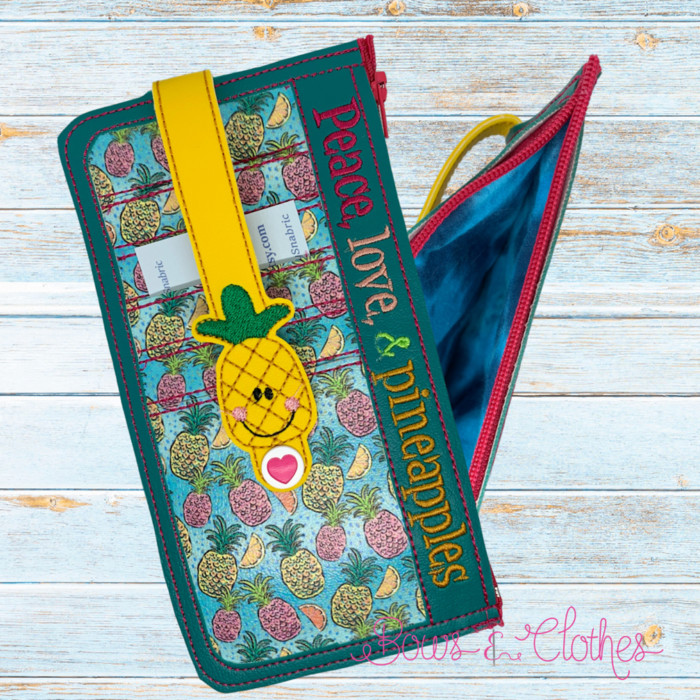 Zipper Credit Card Wallet With Tab- Pineapple