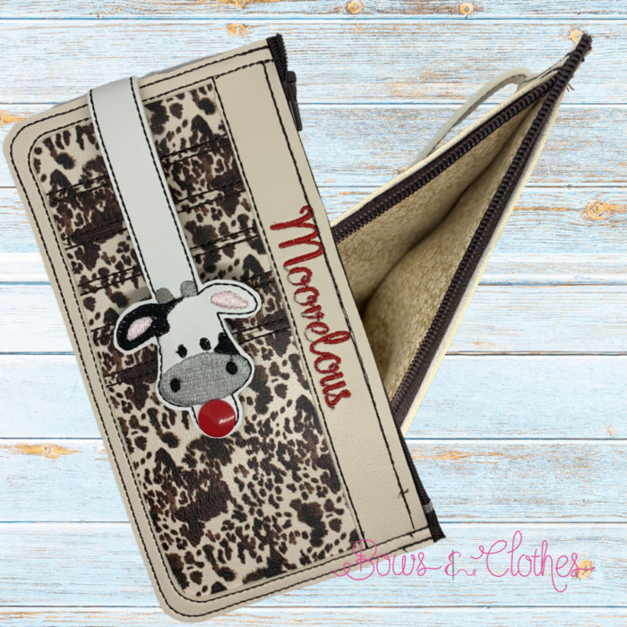 Zipper Credit Card Wallet With Tab- Moovelous Cow