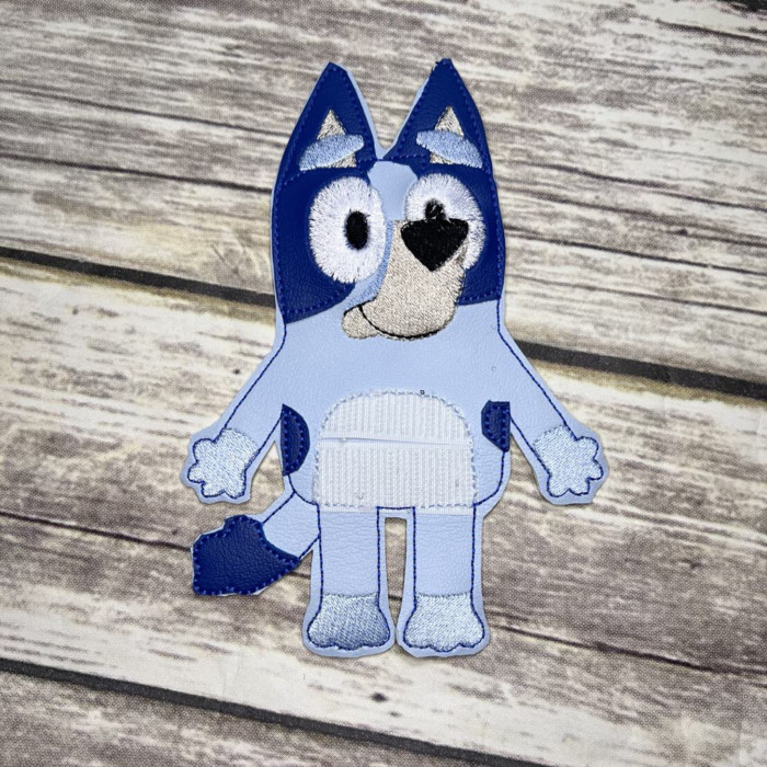 Blue Aussie Dog Felt Doll EMBROIDERY