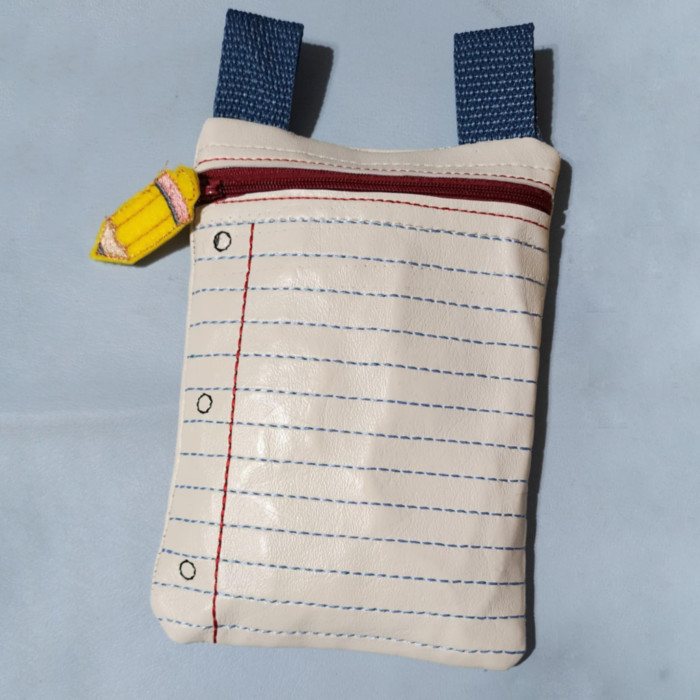 Lined School Paper Zipper Purse