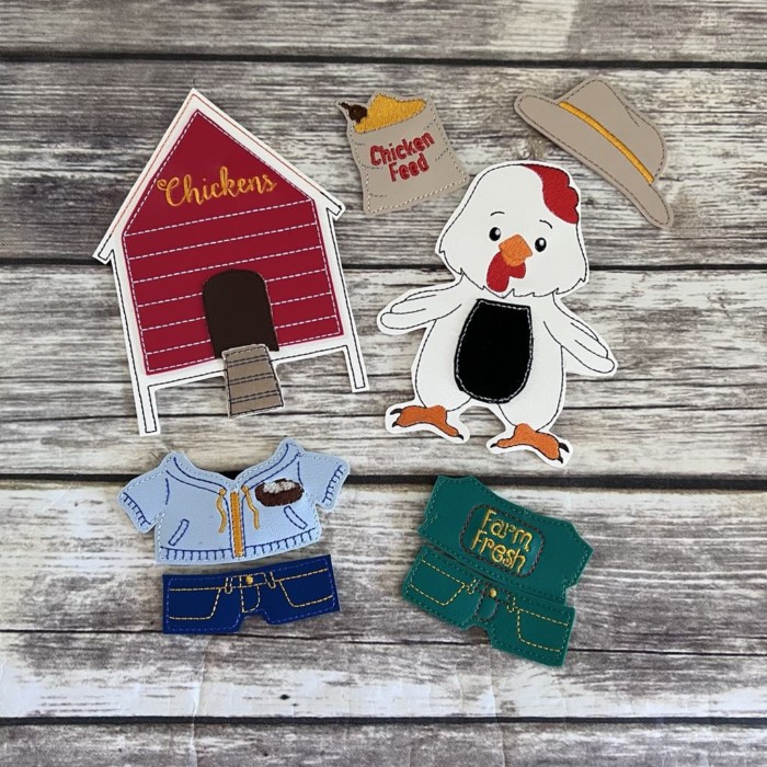 Chicken Felt Doll & Outfits
