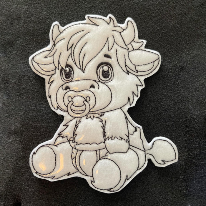 Baby Highland Cow With Pacifier Coloring Doll